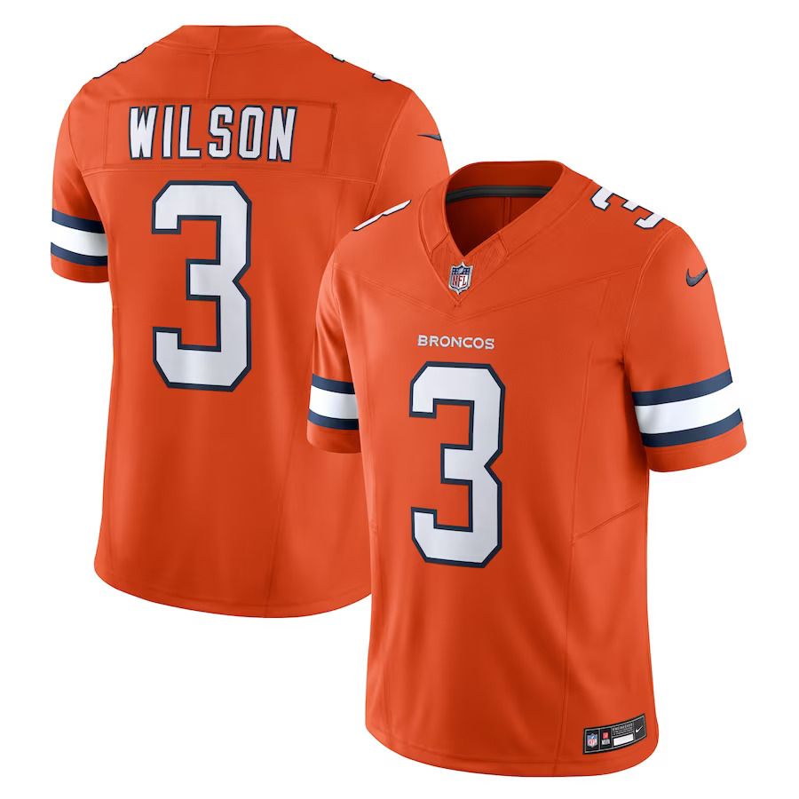 Men Denver Broncos #3 Russell Wilson Nike Orange Vapor F.U.S.E. Limited NFL Jersey
